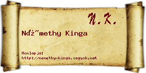Némethy Kinga névjegykártya