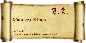 Némethy Kinga névjegykártya